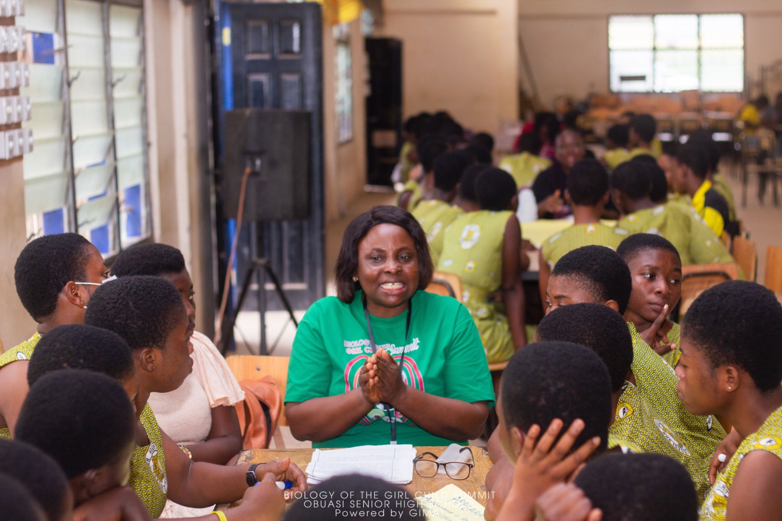 A GIMAT facilitator leads a mentorship circle with young women in Obuasi, Ghana